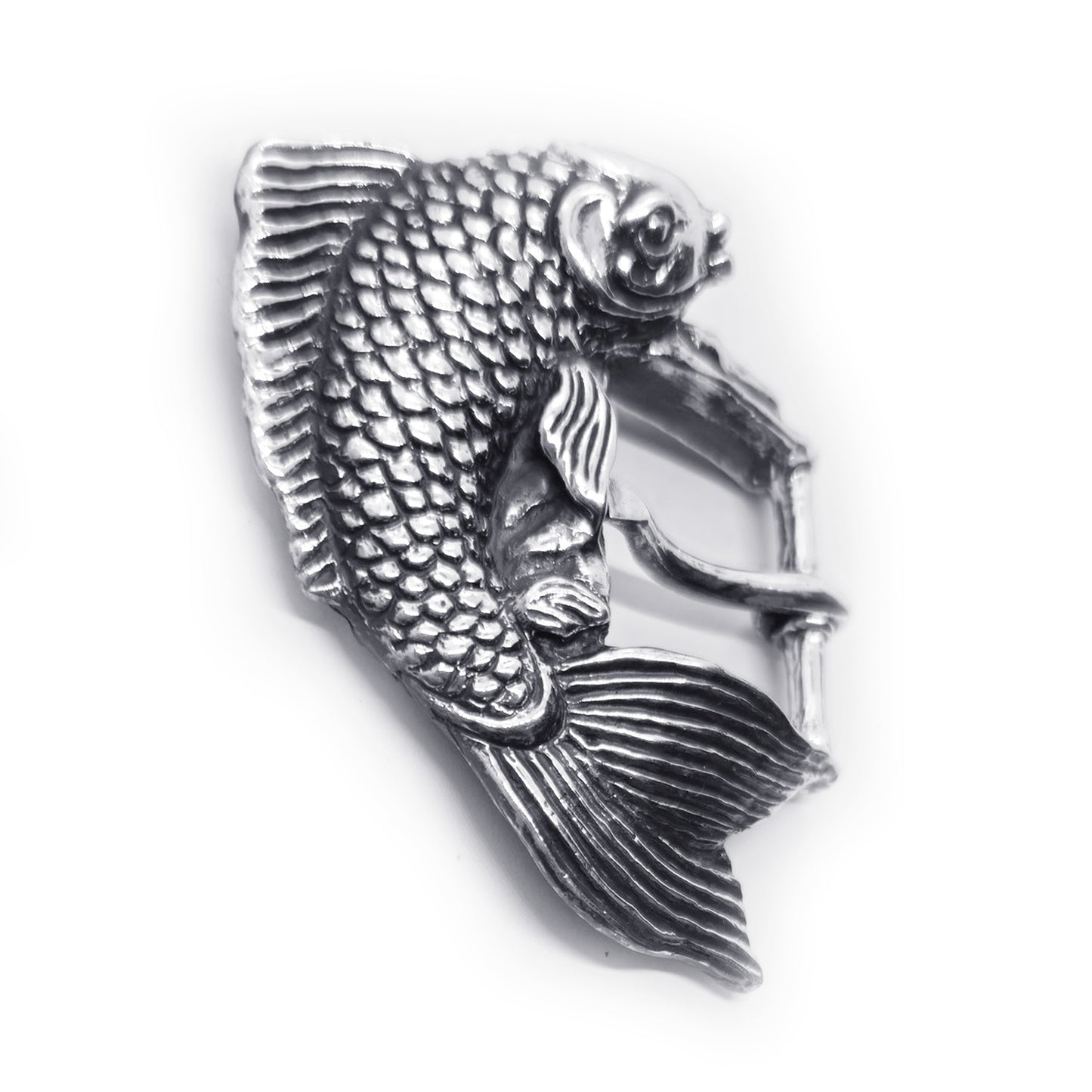 Koi Fish Swimming Sterling Silver Belt Buckle