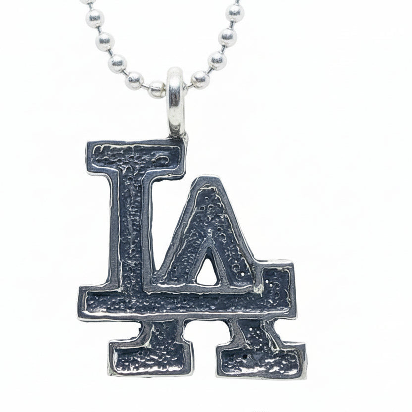 LA Los Angeles Letter Combination Sterling Silver Pendant V1