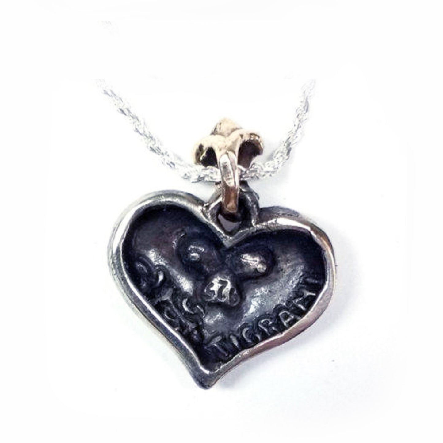 Lady Face Heart Sterling Silver Pendant