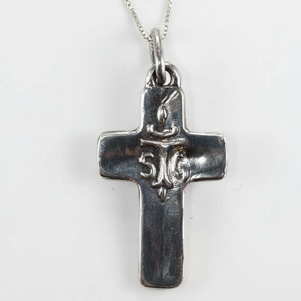 Lord’s Prayer Silver Cross With Praying Hands