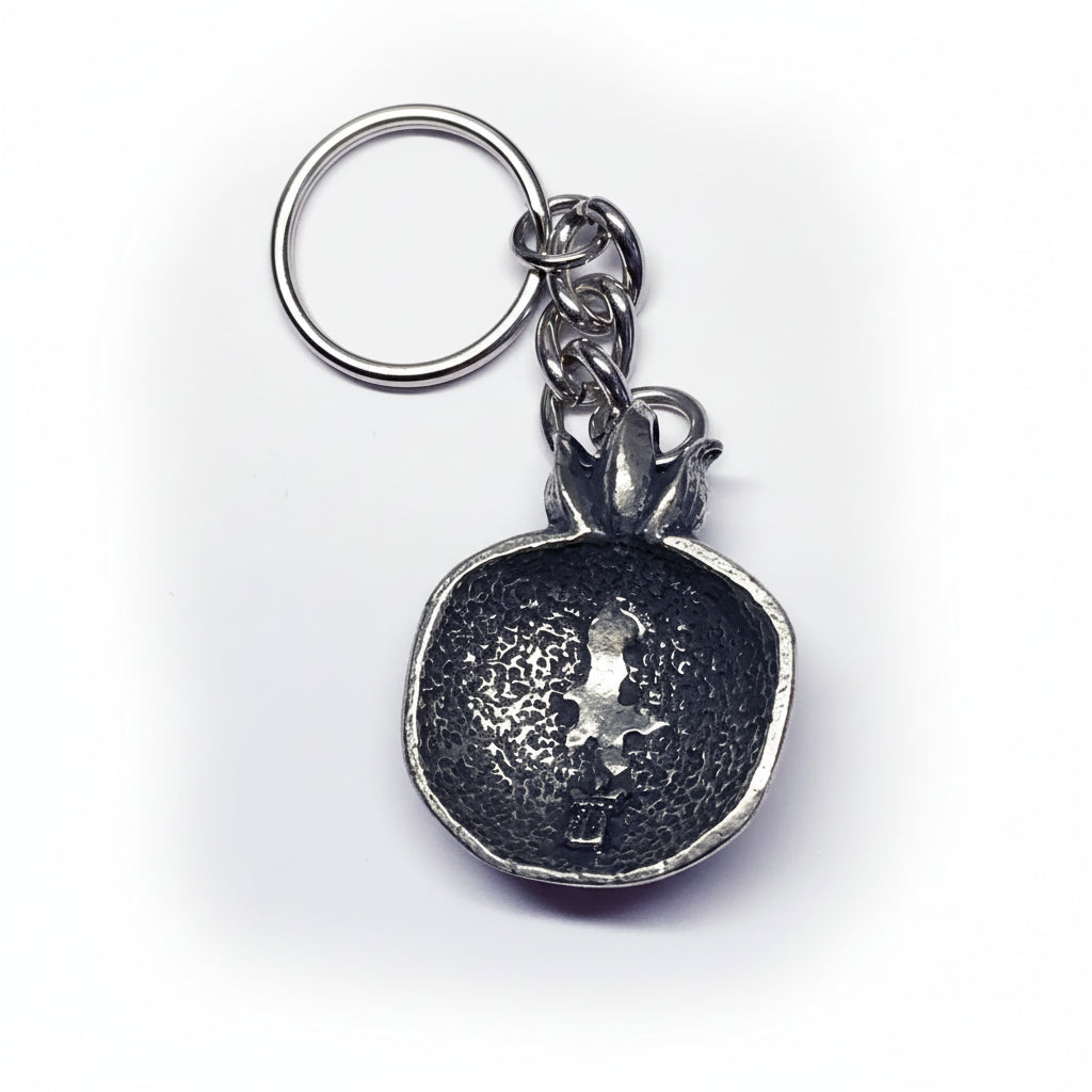 Map of Armenia Pomegranate Keychain Pewter v2