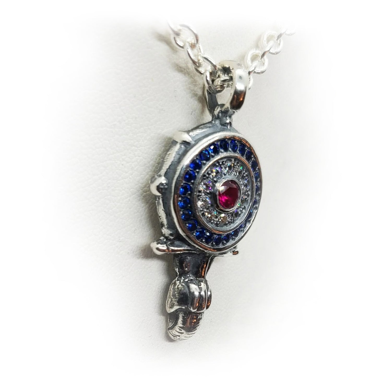 Mod Scooter Target Pendant with Stones