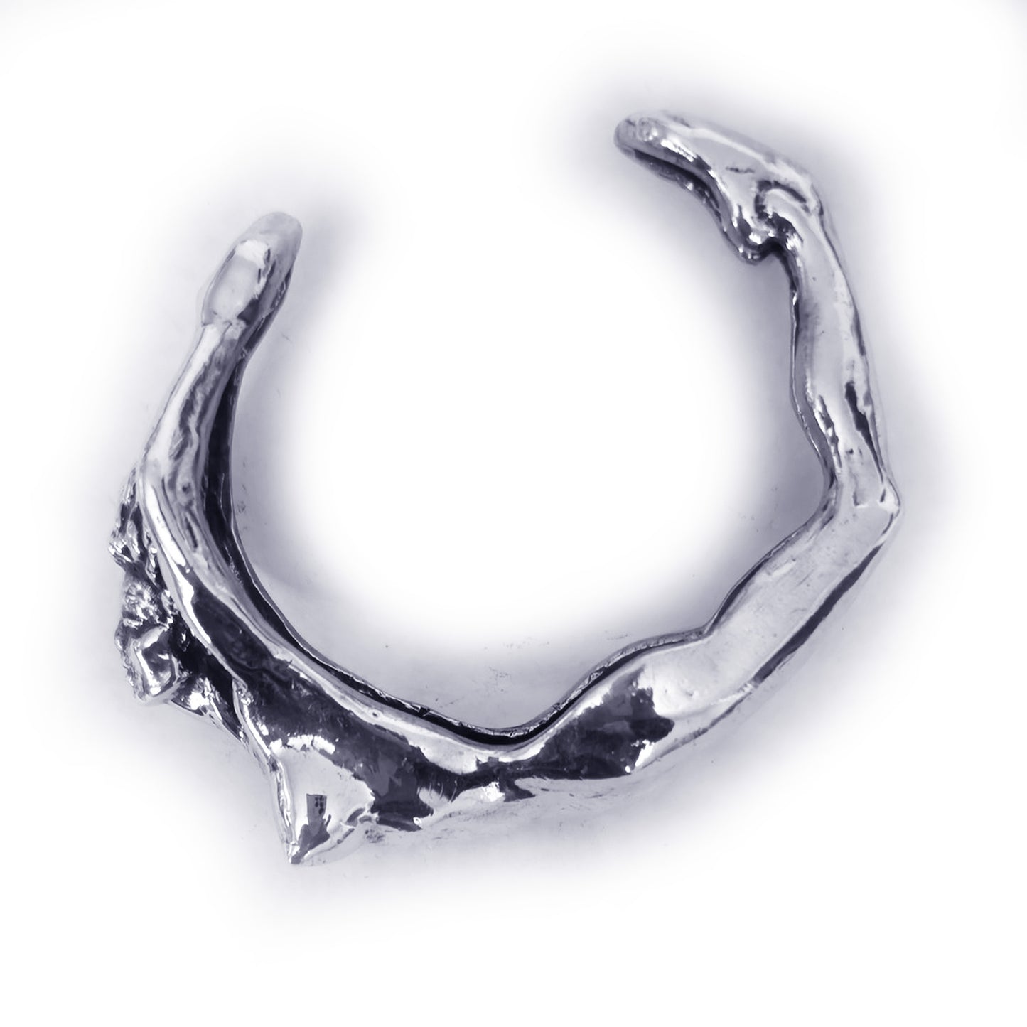 Nude Woman Body Sterling Silver Bracelet with Red Heart Stone