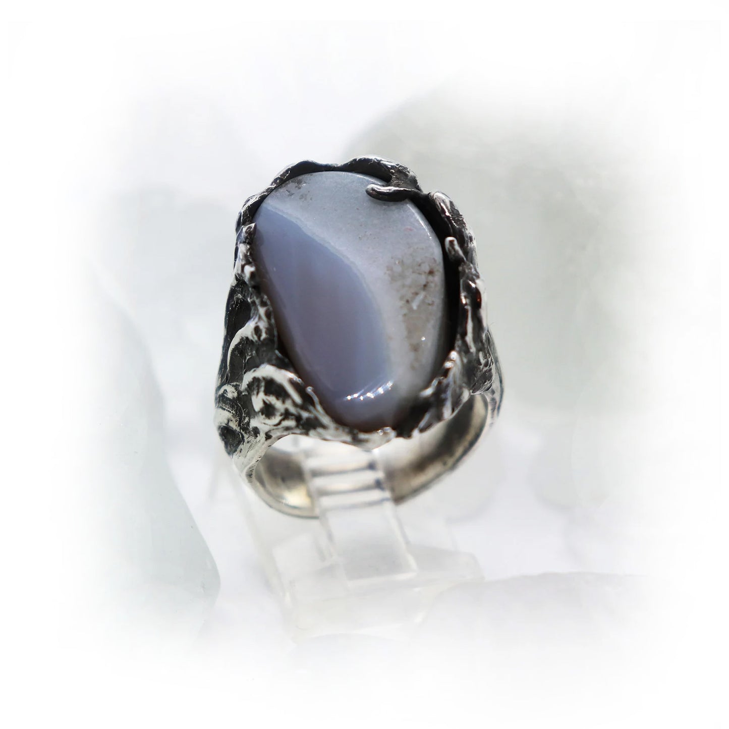 Ocean Waves Ring with Natural Amethyst Stone one of a kind
