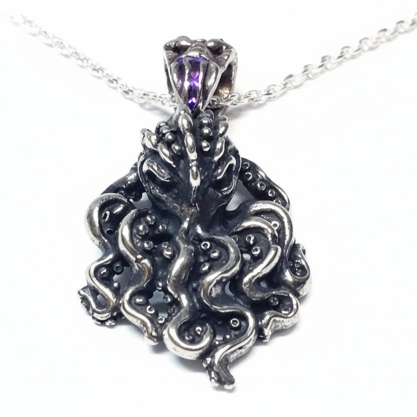 Octopus Rock Star Sterling Silver Pendant