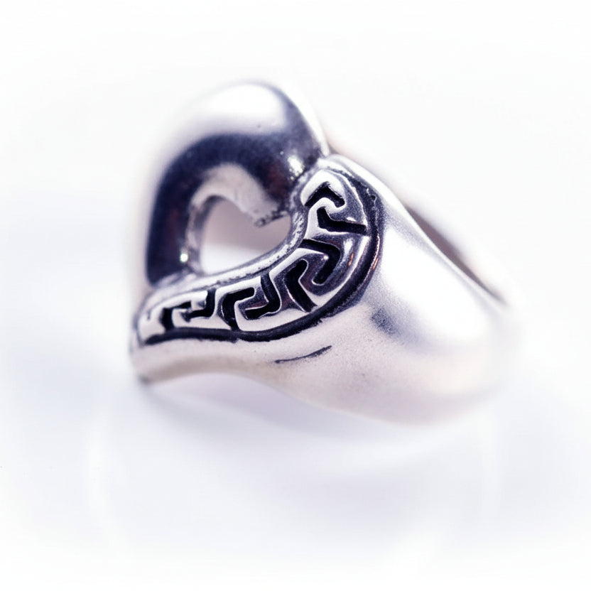 Patterns Old European Style Heart Sterling Silver Ring