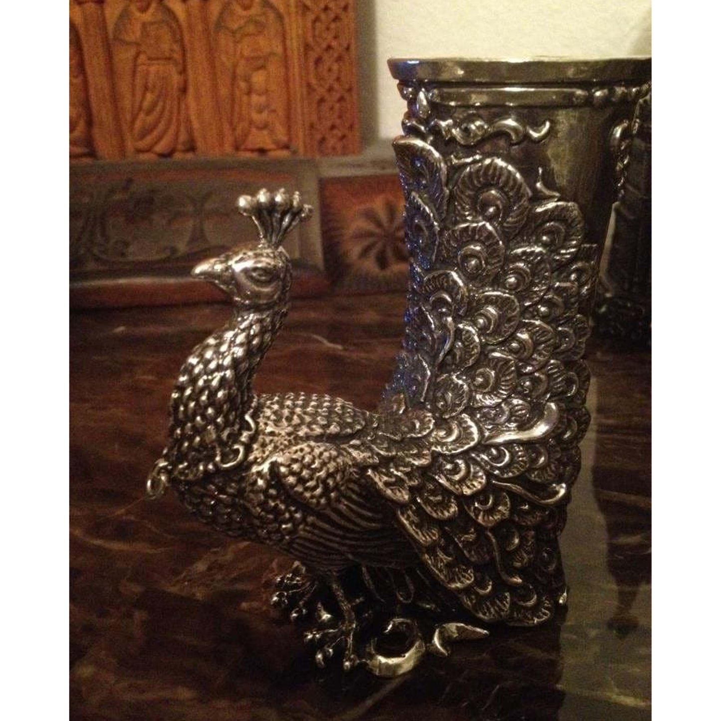 Peacock Sterling Silver Cup