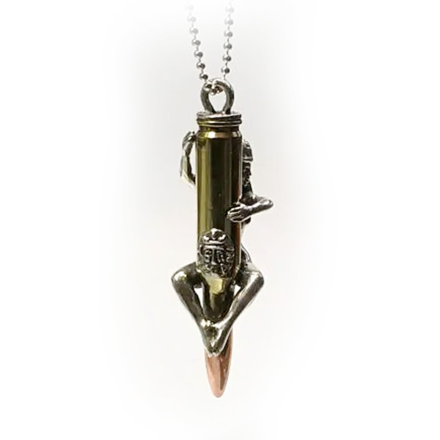 Pin Up Girl Love Bullet Silver Pendant
