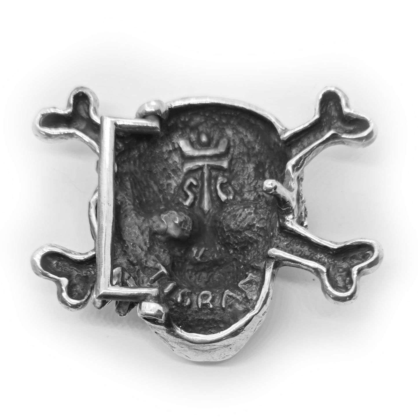 Pirate of 18 Century Skull Sterling Silver Belt Buckle