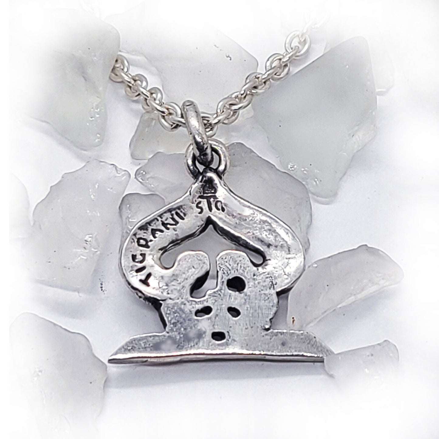 Praying Angels making Shadow of Jesus Christ Sterling Silver Pendant