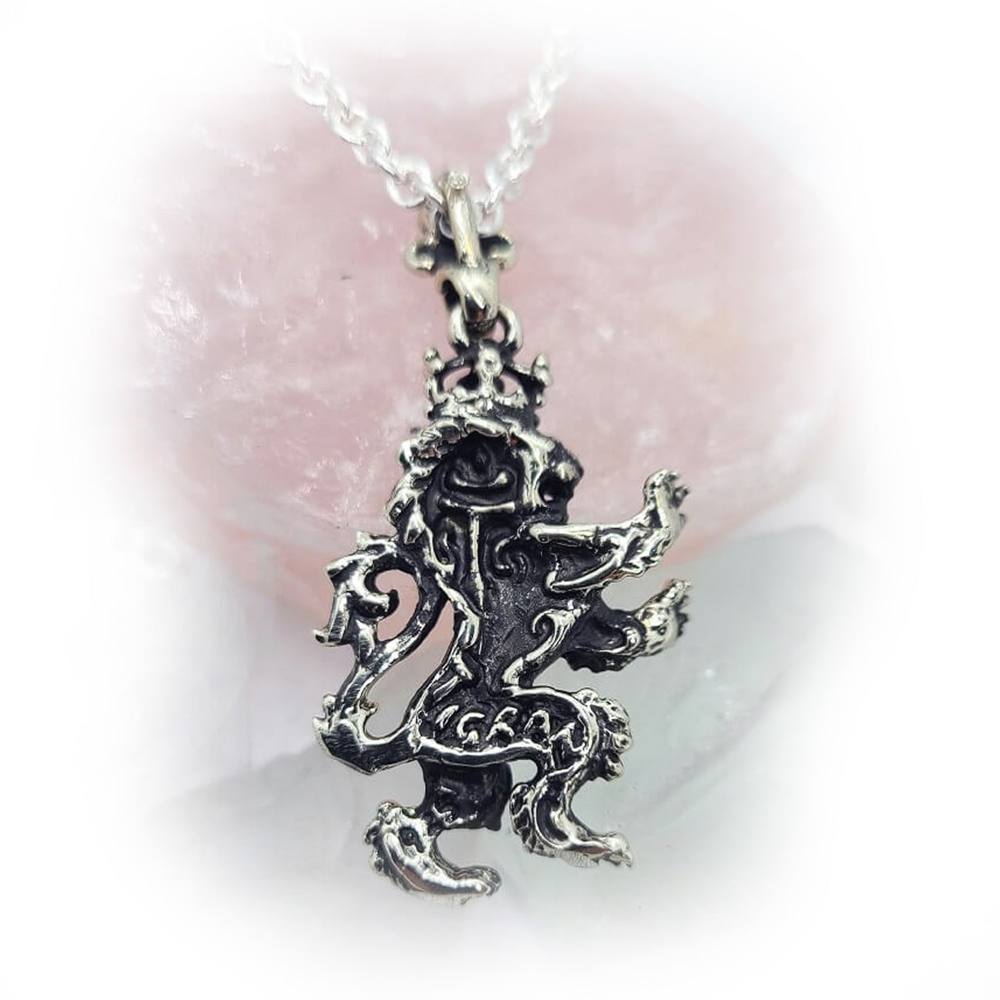 Renaissance Lion with Crown Sterling Silver Pendant