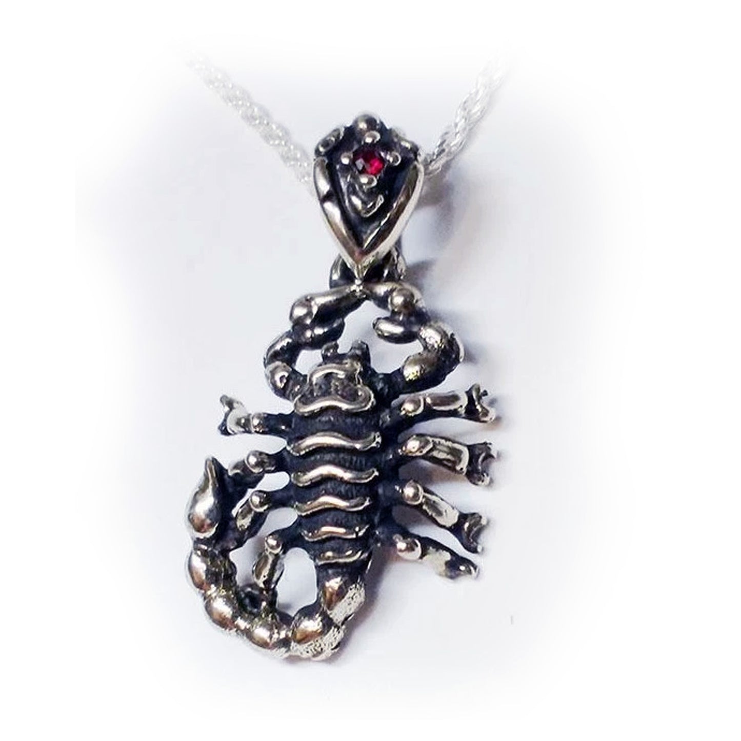 Scorpik Sterling Silver Pendant-Scorpio-with Ruby