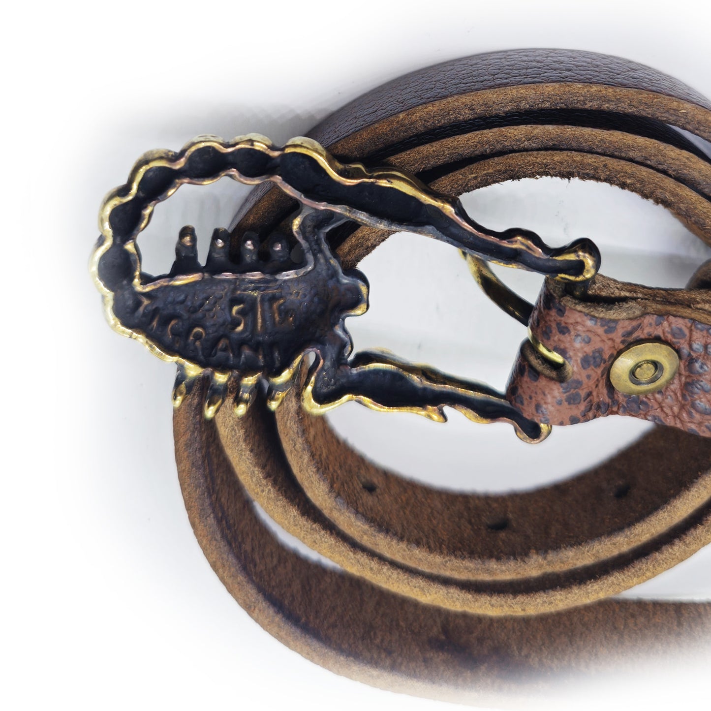 Scorpion Brass Belt Buckle with Bizon Genuine Leather