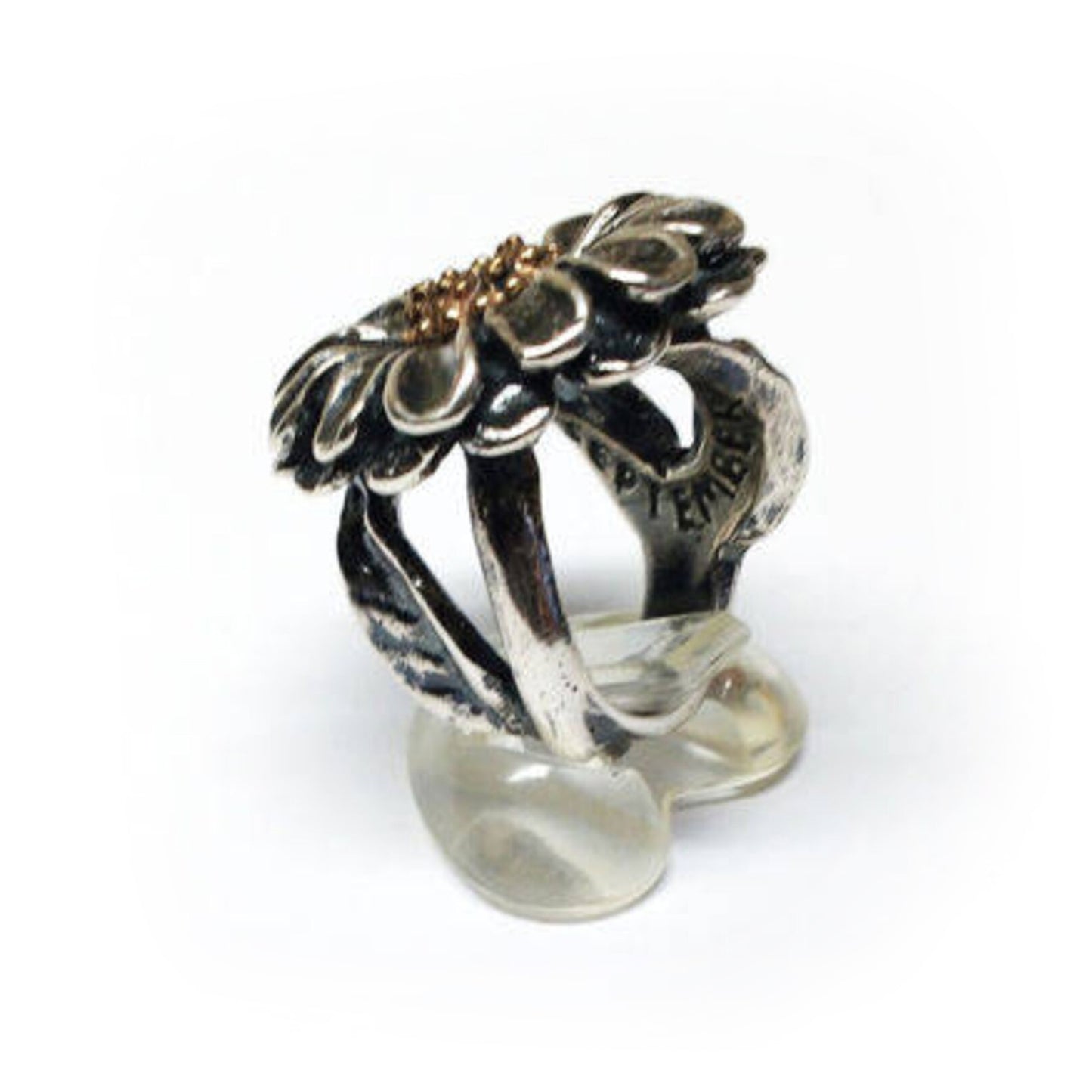 December Birth Flower Silver Ring with Birthstone