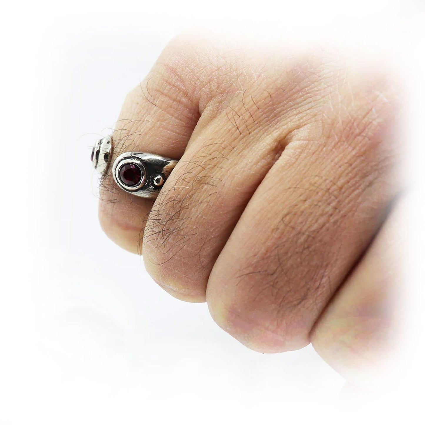 Sterling Silver Pinky Ring with Red Stones