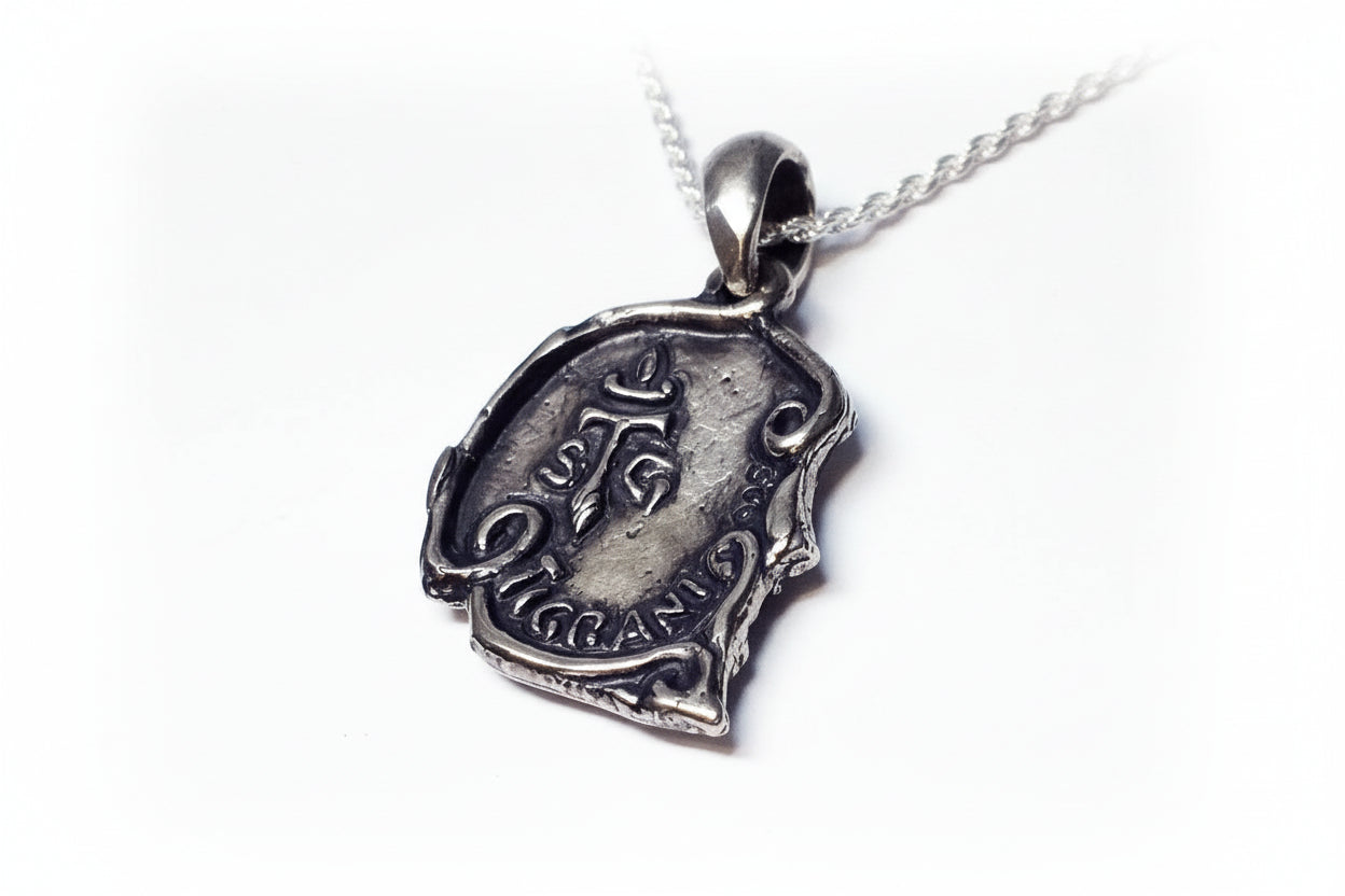 Skull with Lady Body in Face Sterling Silver Pendant