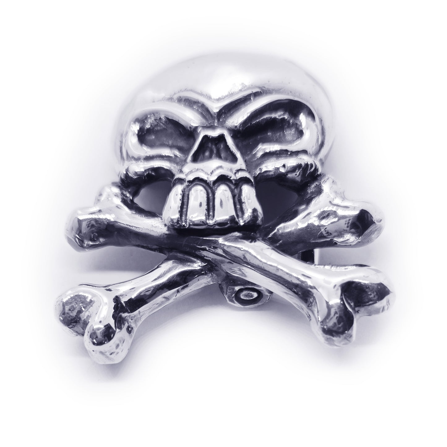 Skull with Crossed Bones Sterling Silver Belt Buckle