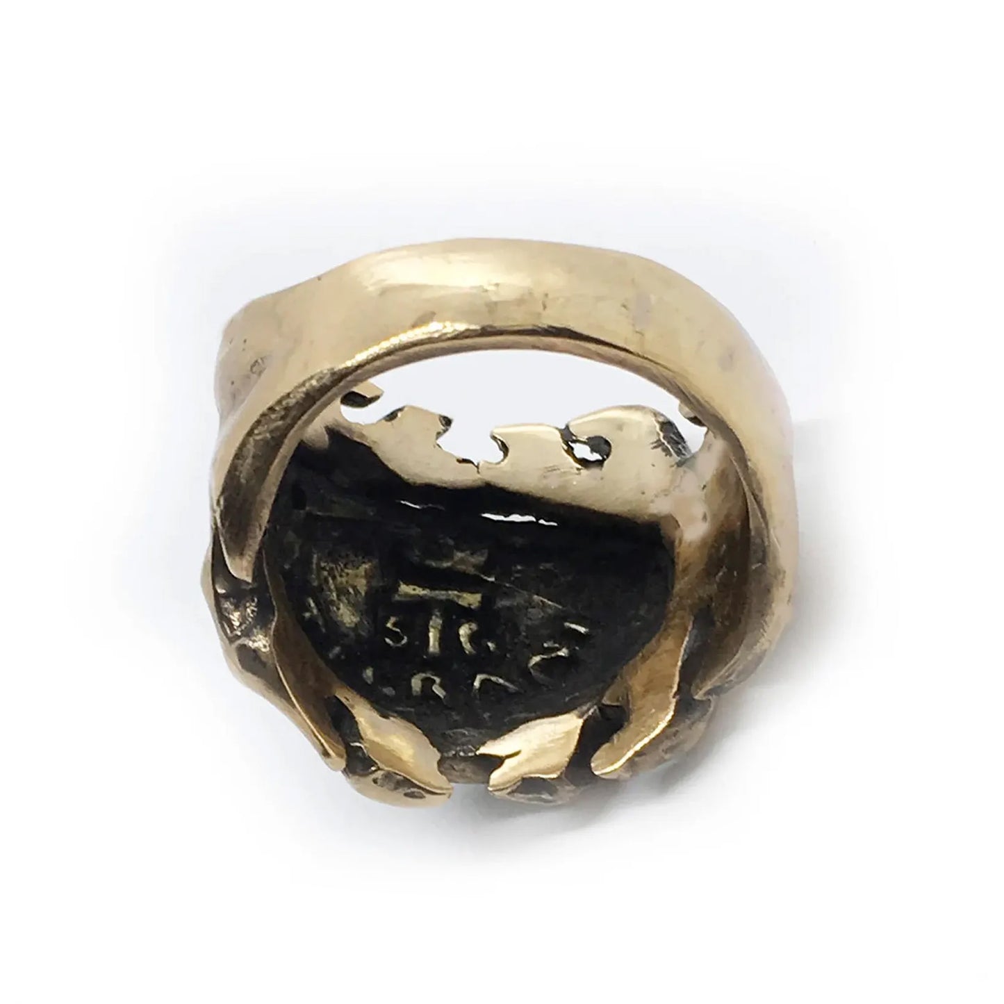 Skulls and Fire Sterling Silver and Bronze Ring