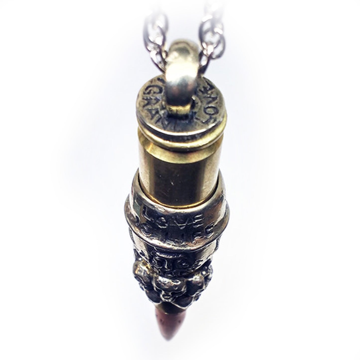 Love Skulls Love Bullet Silver Pendant