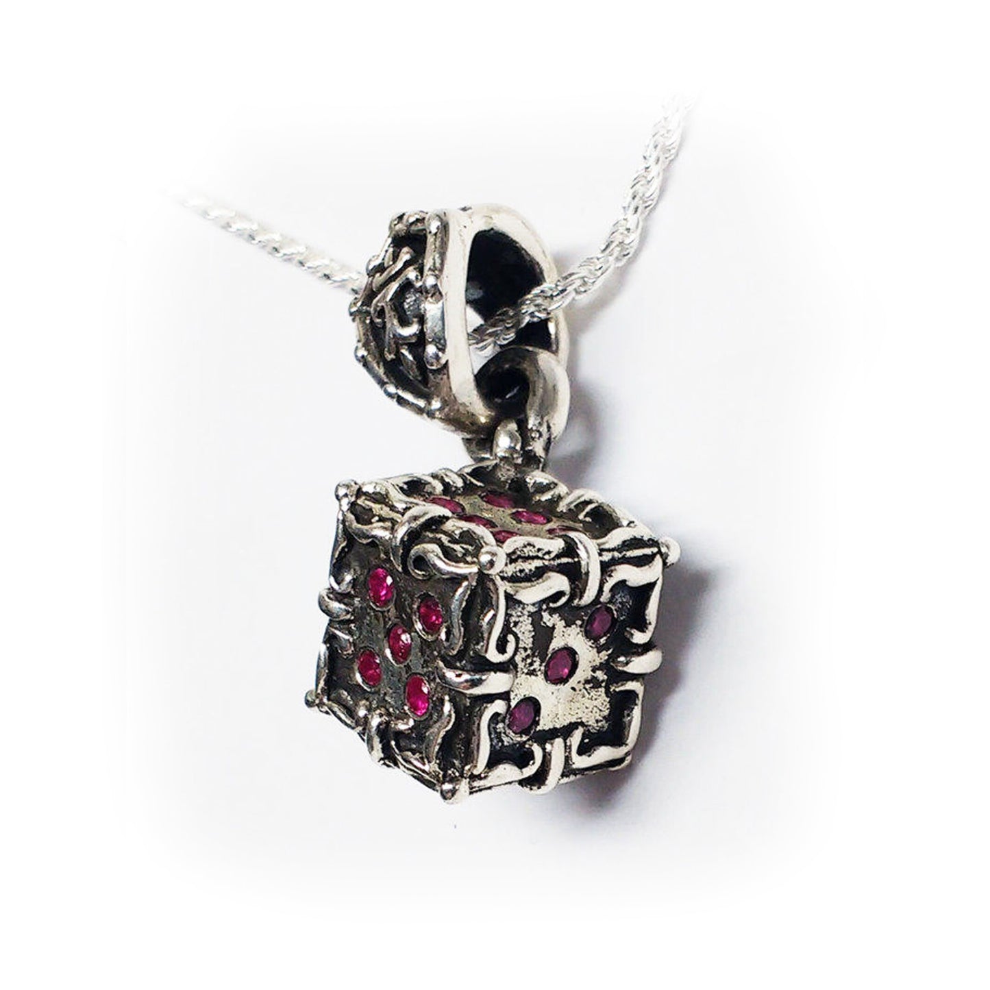 Small Dice Casino Silver Pendant