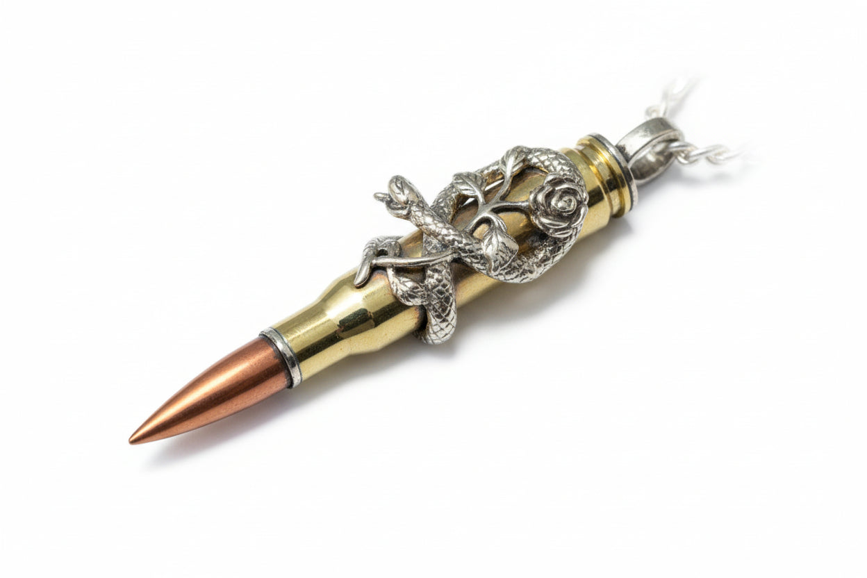 Snake & Rose – Bullets 4 Peace Pendant