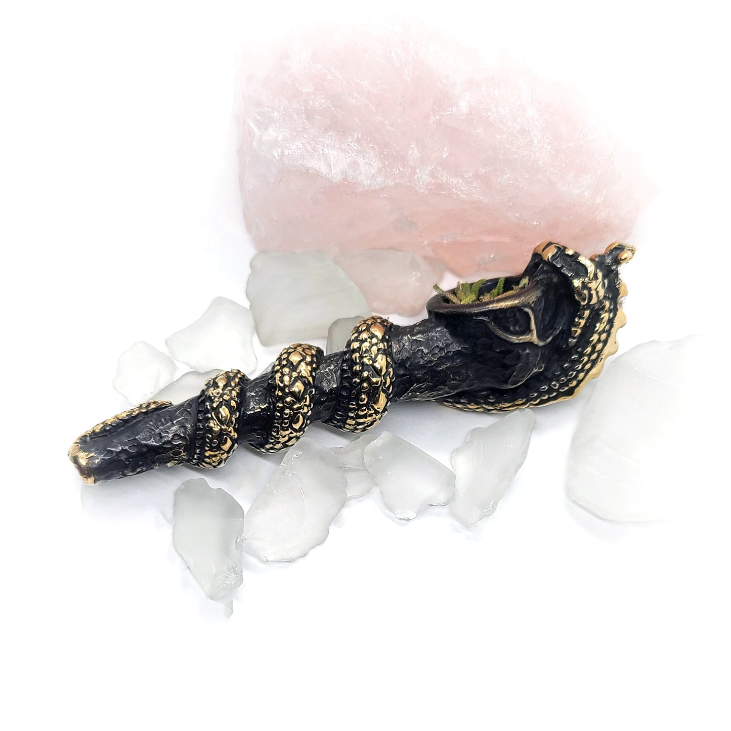Snake Wrapped Sterling Silver Pipe