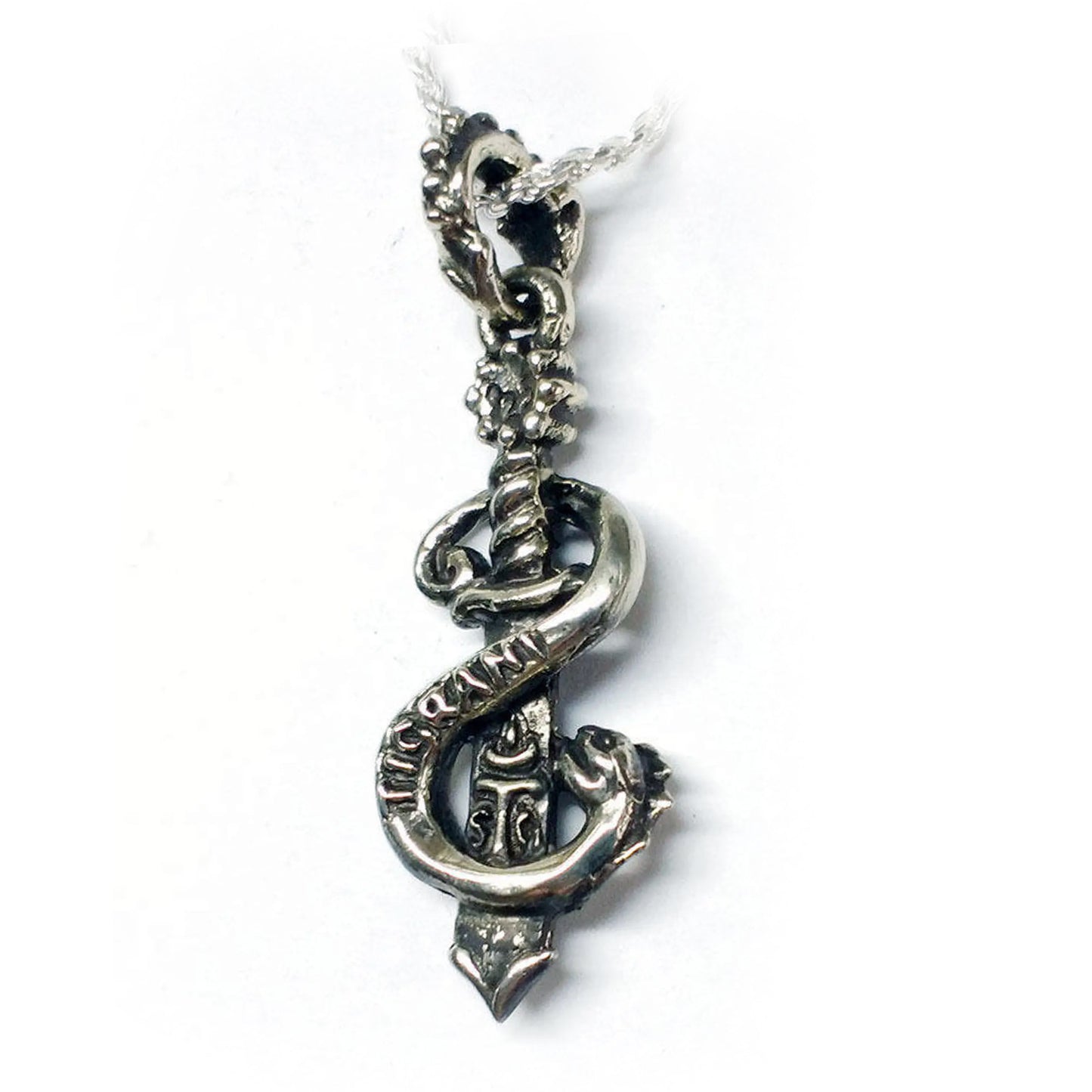 Snake Wrapped Dagger Sterling Silver Pendant