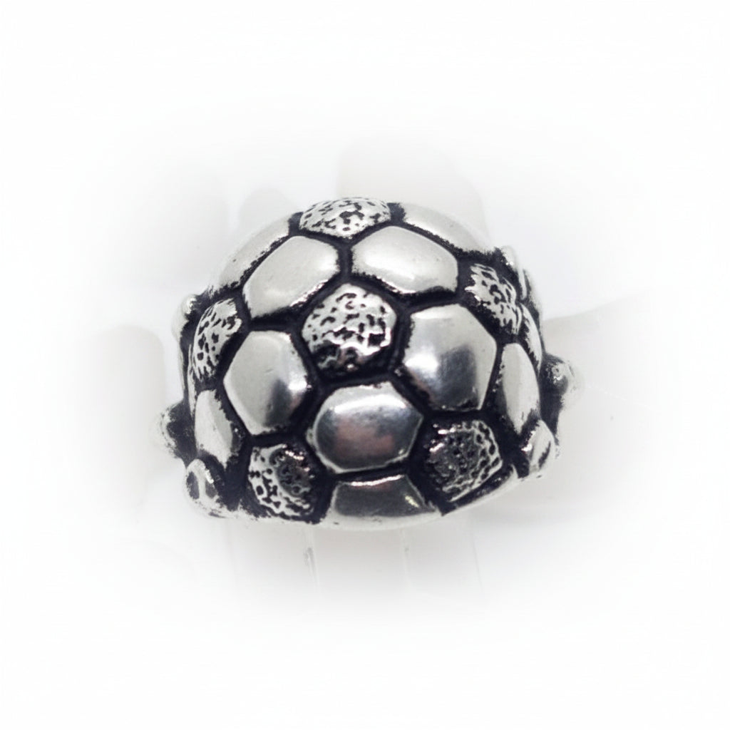 Football Soccer Ball within the Style of a Part of a Cup Design Sterling Silver Ring