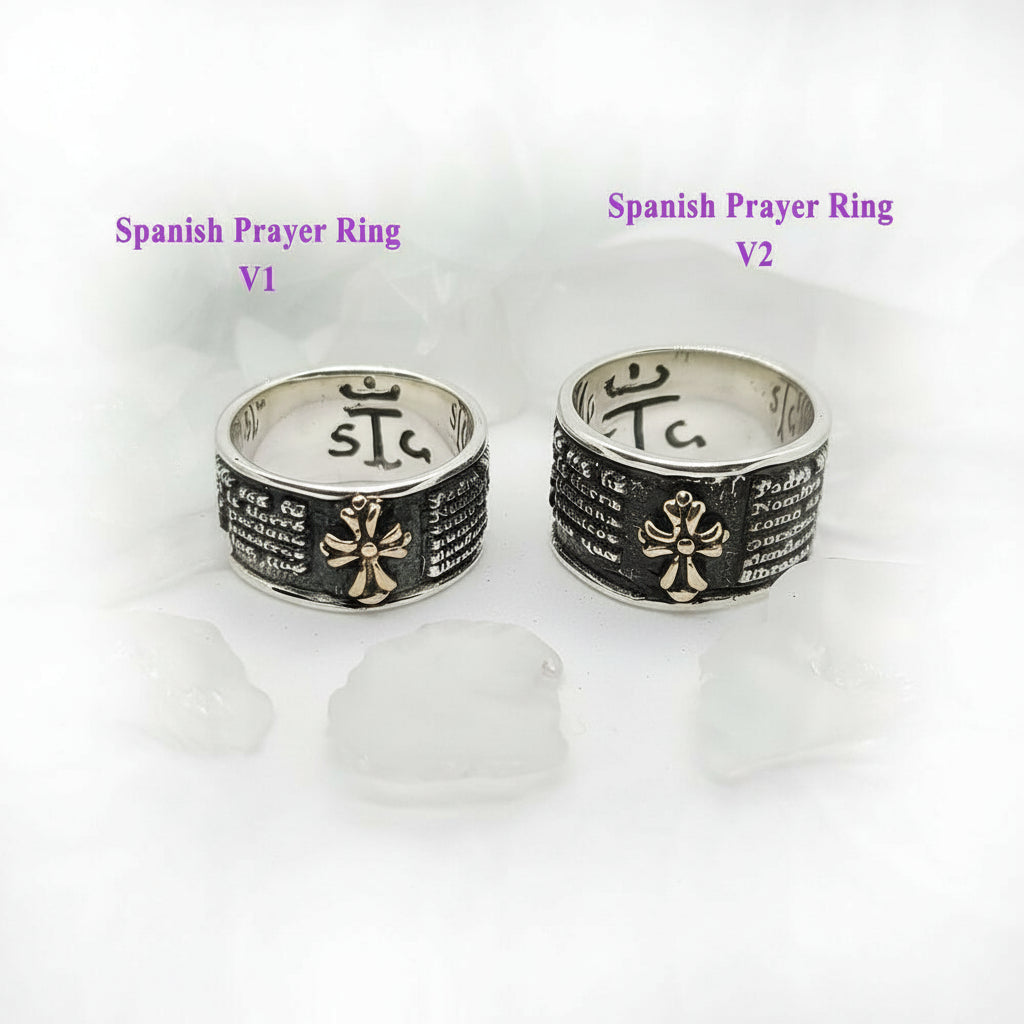 Spanish Lord Prayer Sterling Silver Ring V2 Big