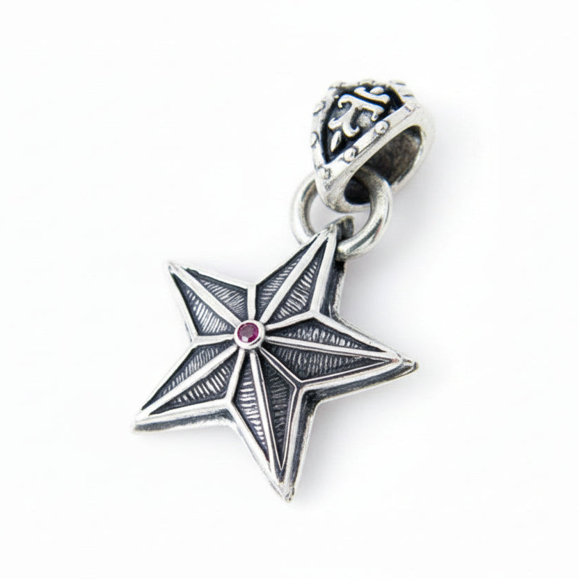 Star Sterling Silver Pendant with Ruby Stone