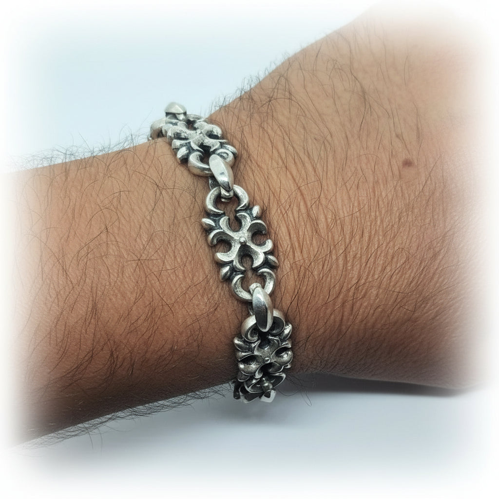 Sterling Silver Small Links Gothic Bracelet