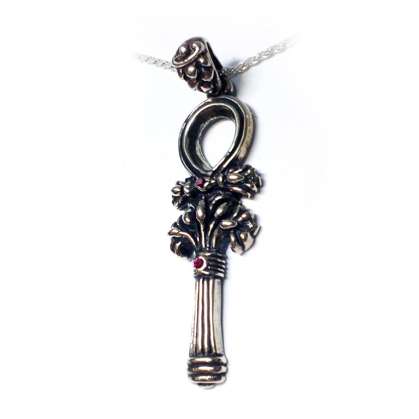 Symbol Of Life Sterling Silver Pendant with Rubies