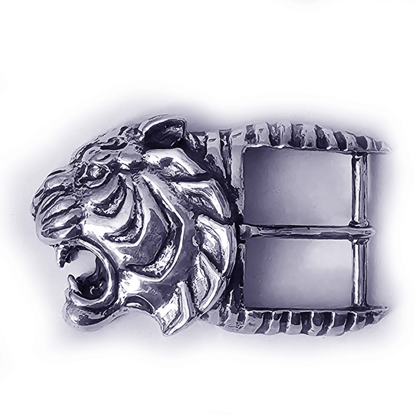 Tiger Angry Head Sterling Silver Belt Buckle