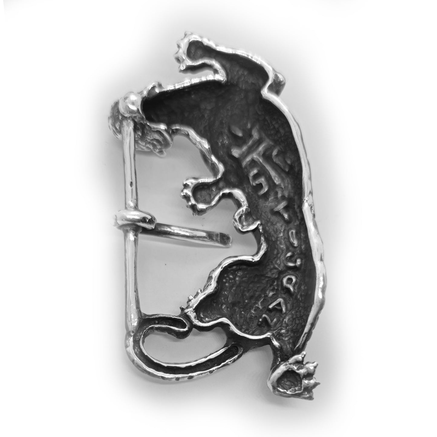 Tiger Hunting Sterling Silver Belt Buckle