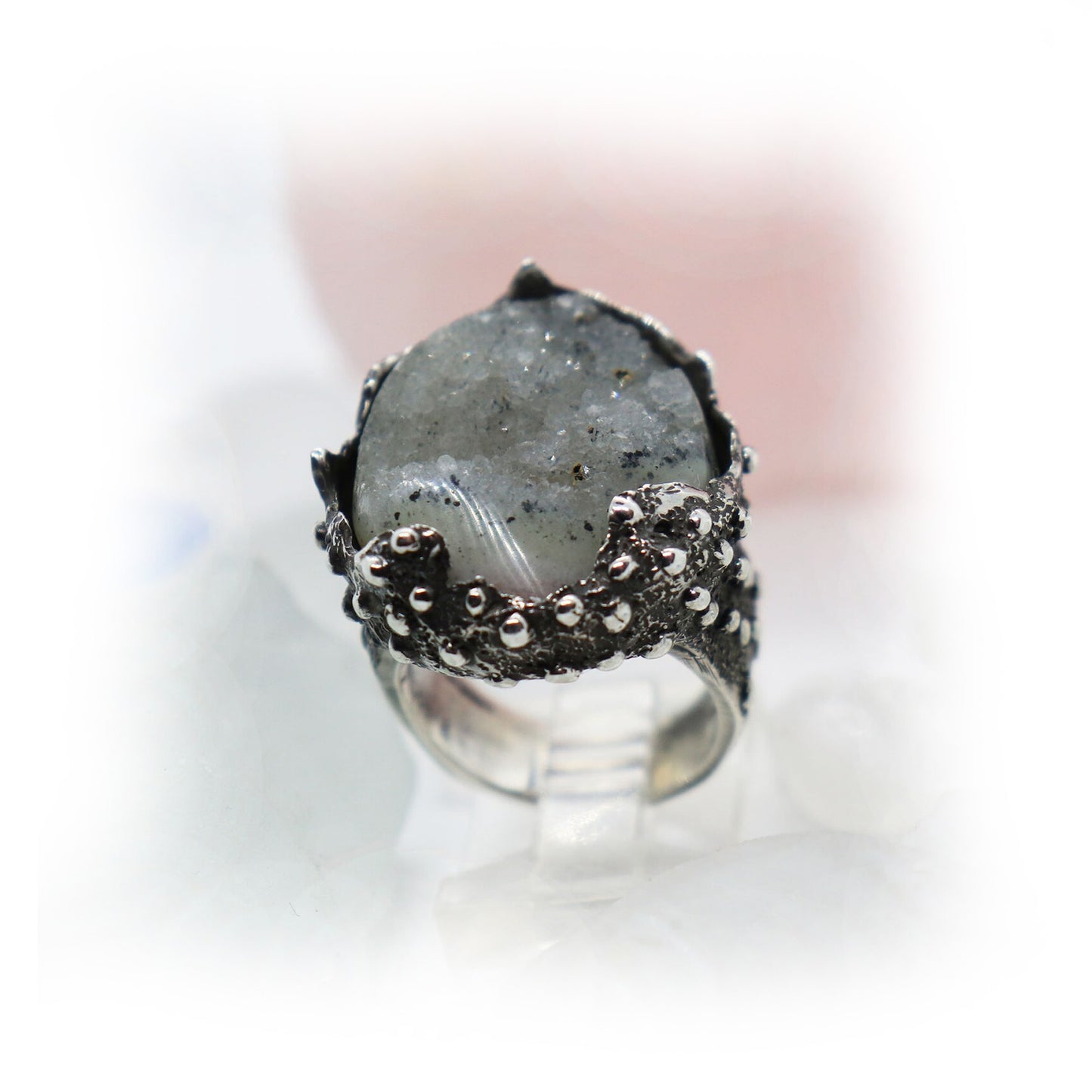 Volcano Ring with Natural Amethyst Stone