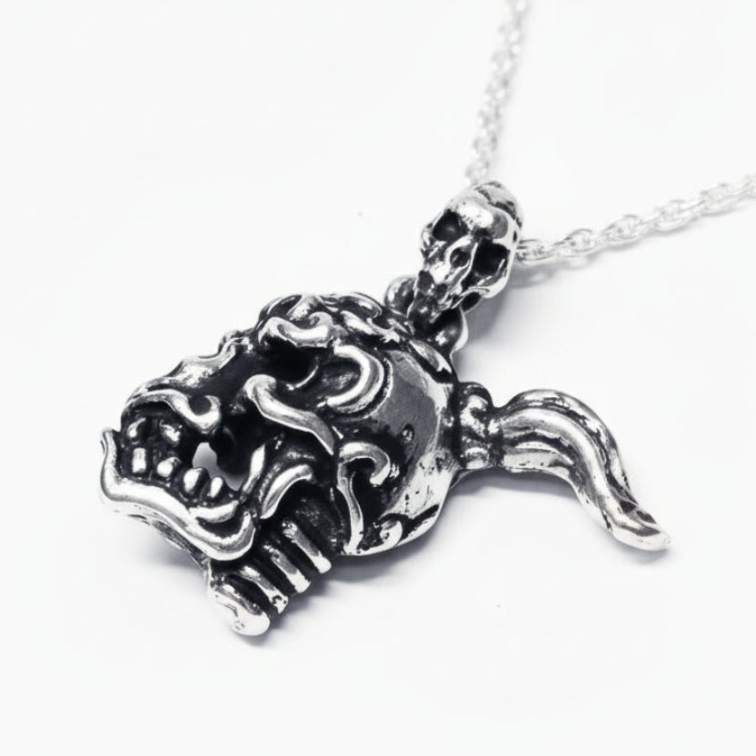 Warrior Skull Fighter Sterling Silver Pendant