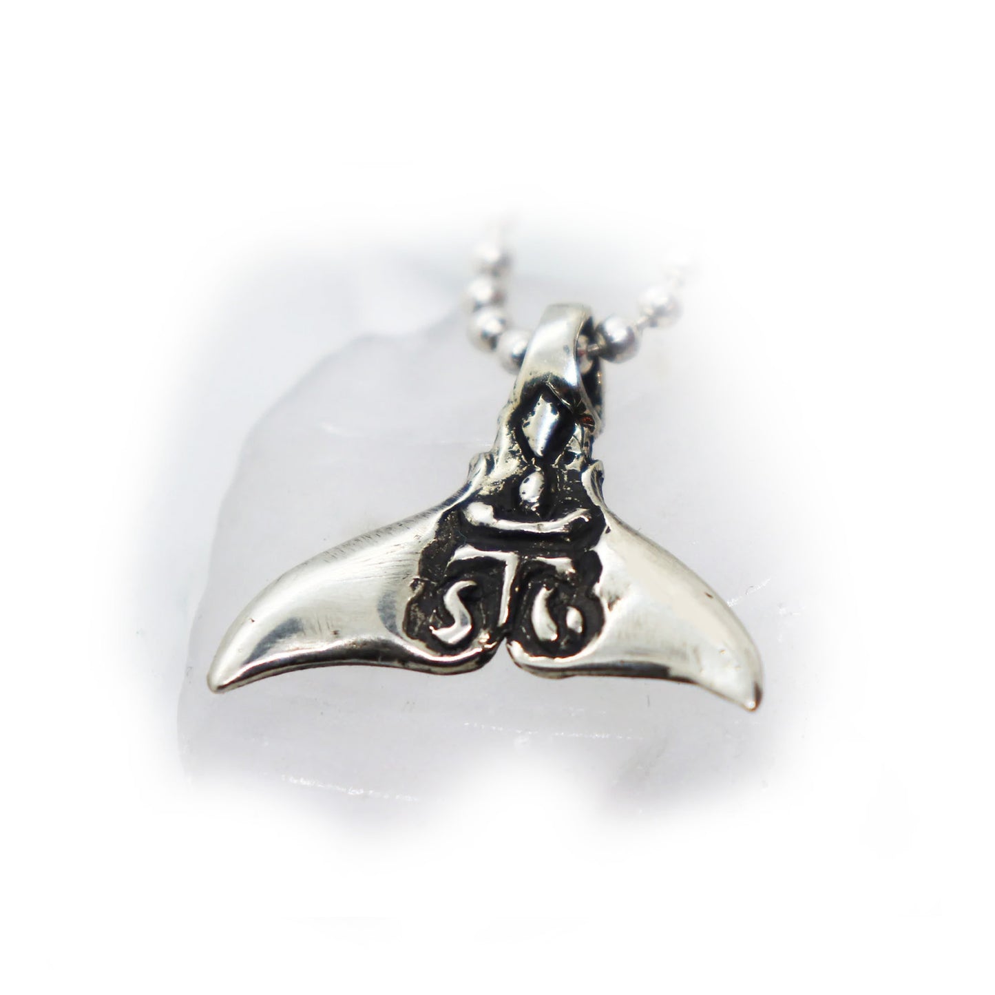 Whale Tail with Design Sterling Silver Pendant