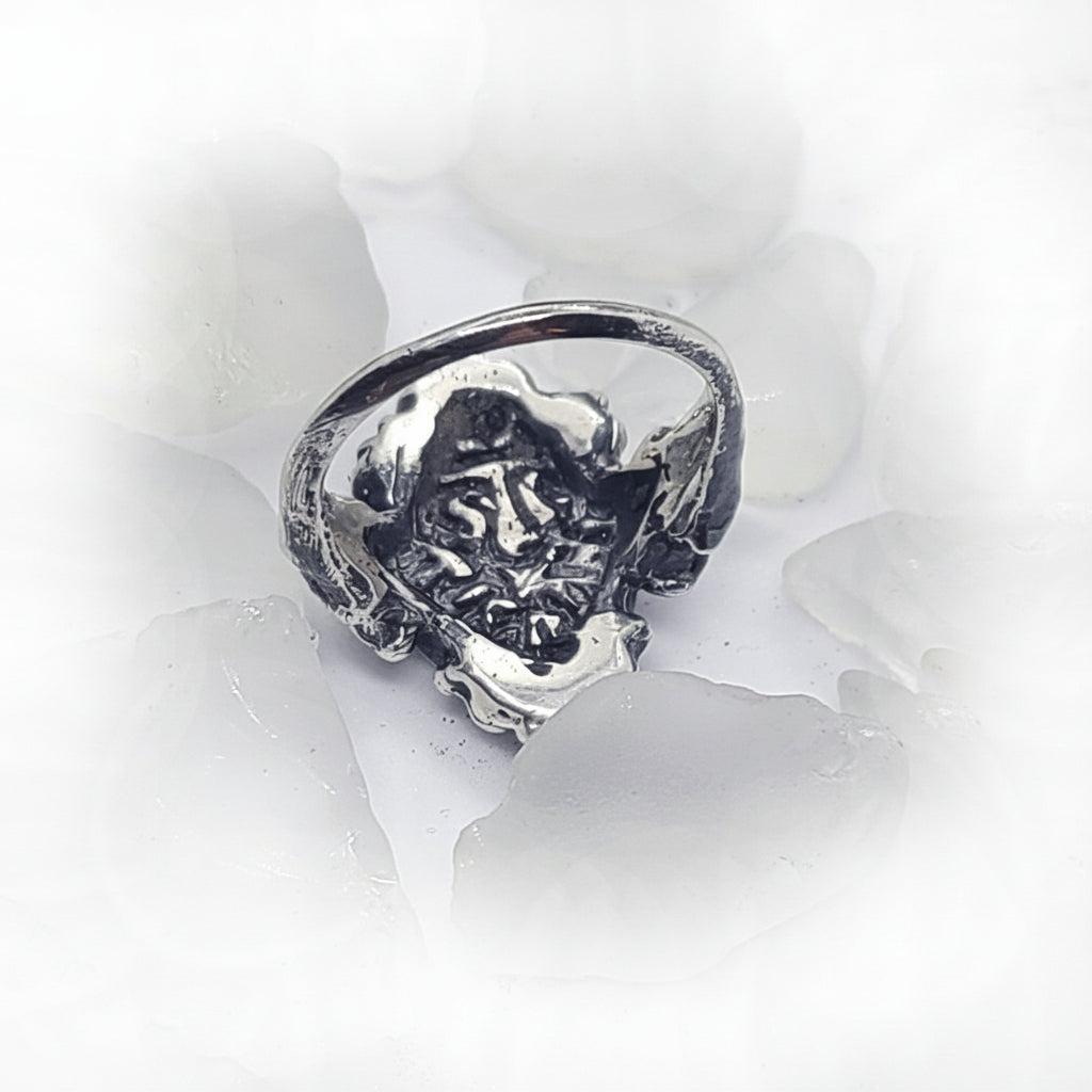 Women’s Vintage Shield with Yellow Bronze Cross Sterling Silver Ring