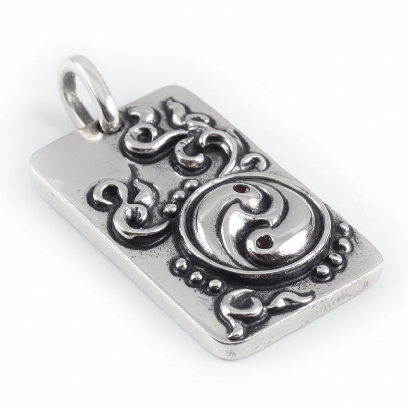 Yin-Yang Dog Tag Sterling Silver Pendant