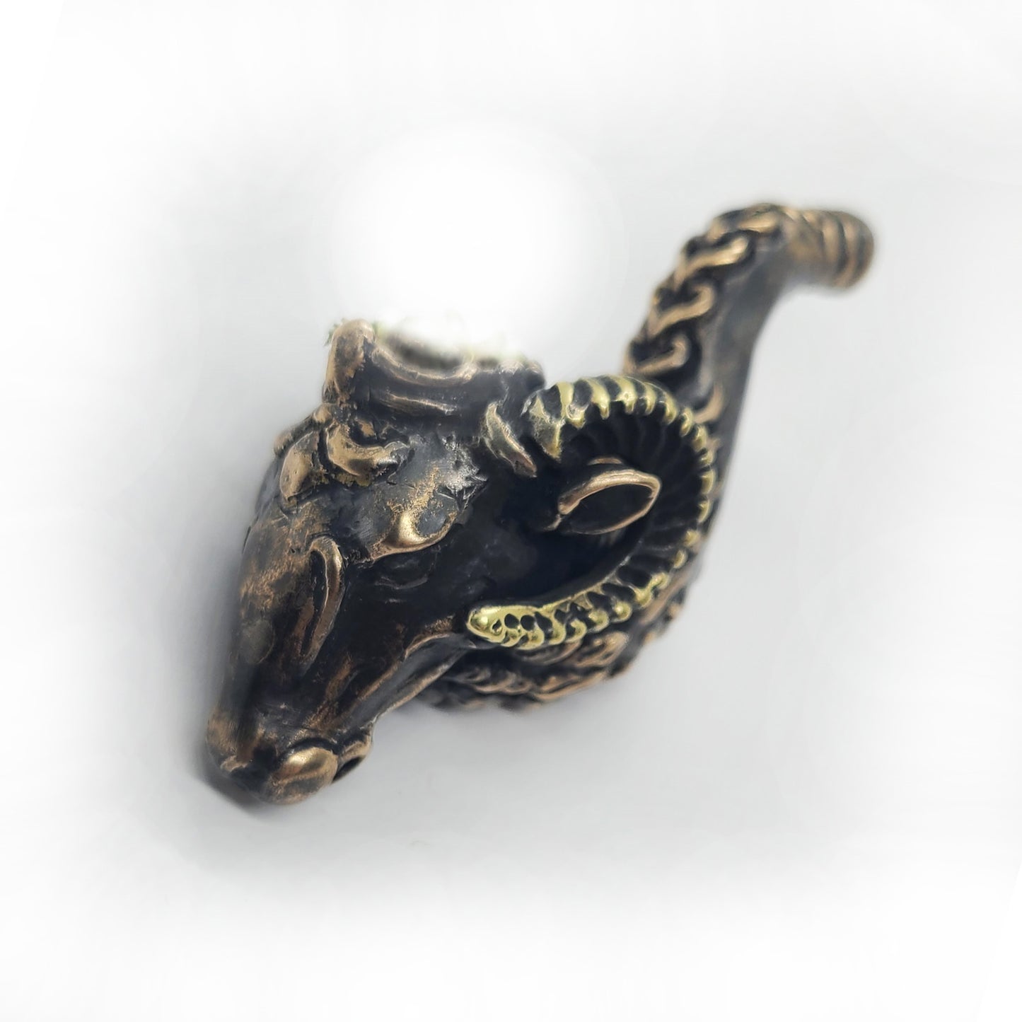 Aries Head Unique Smoking Bronze Pipe. Art Handmade Cute Tobacco Pipes. Smoker Gift pipe. Beautiful Pipes