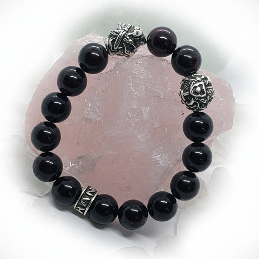 Armenian Coat of Arms and Dashnaktsutyun Emblem Silver Beads with Garnet stone Beads Bracelet