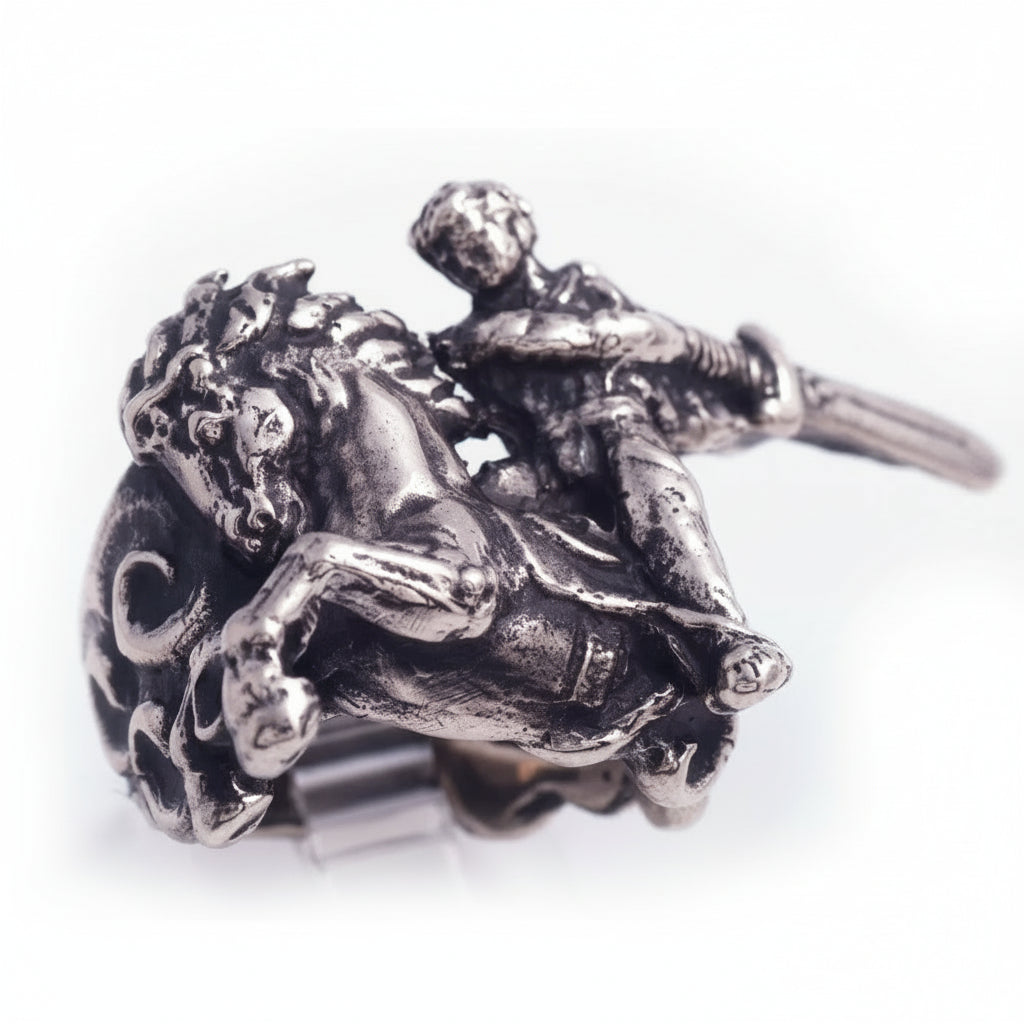 Armenian Epic Hero, Epos Legend David of Sasun Sterling Silver Ring