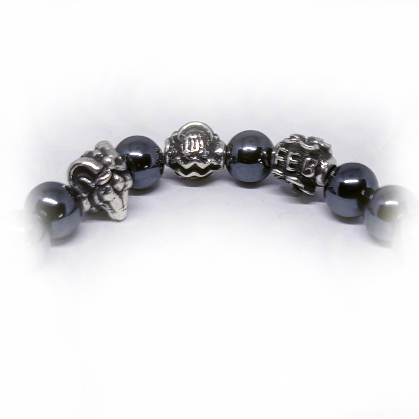 Goat Birth Year Zodiac, Birth Months, Birth Month Flower Silver Hematite and Black Onyx Beads Bracelet
