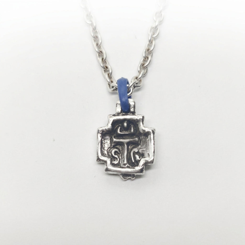 Antique Cross with Jesus Christos Sterling Silver Pendant Small V1