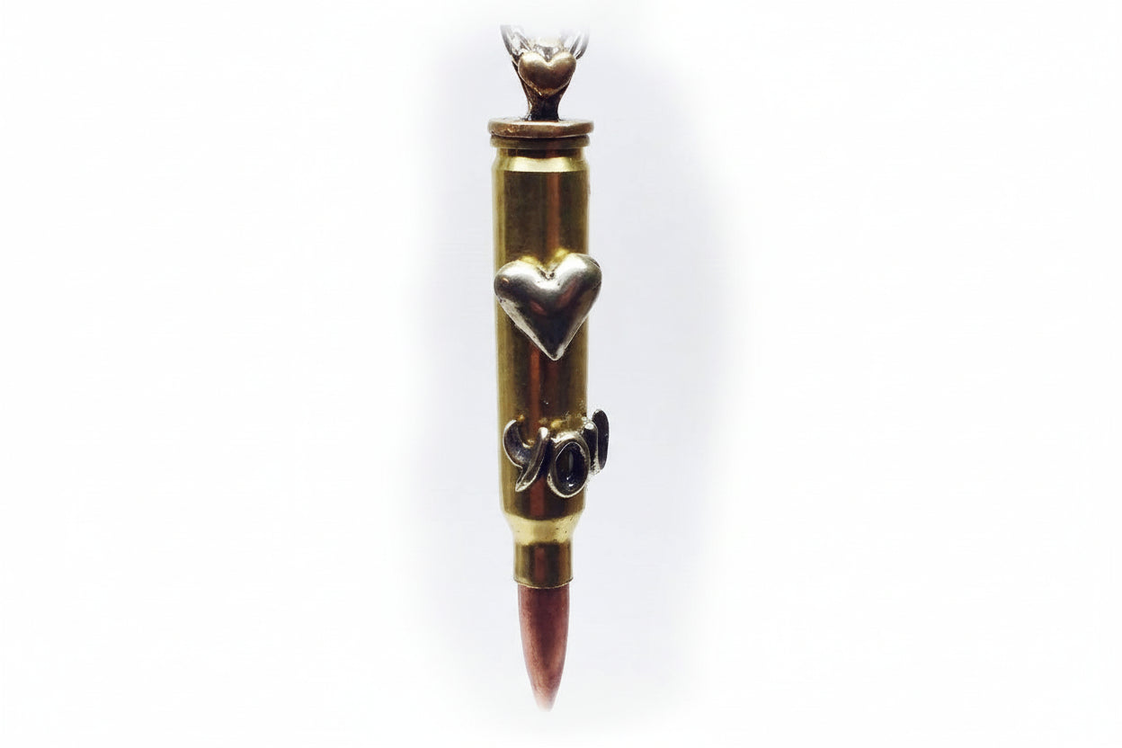 ''Love You" Love Bullet Silver Pendant