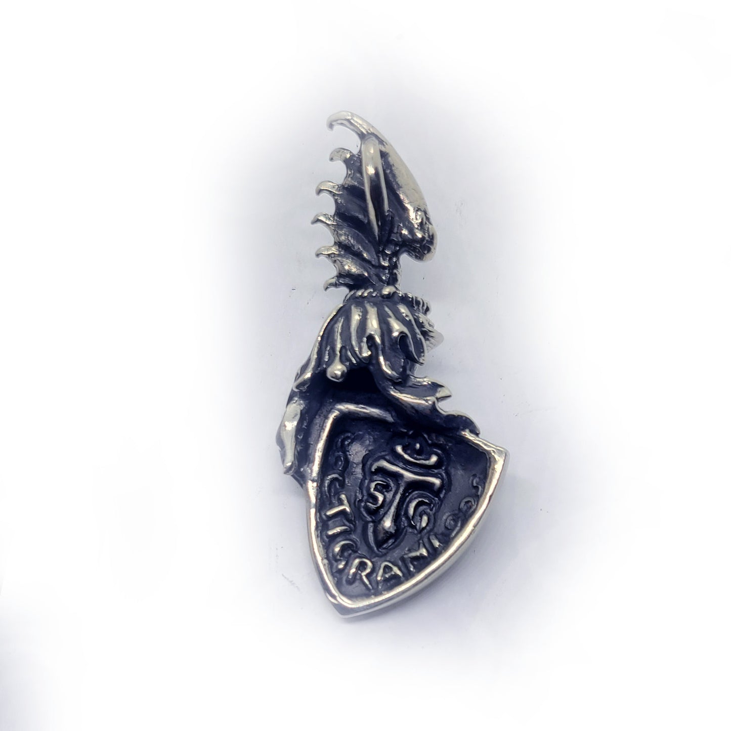 Heraldic Helmet and Shield with Bronze Cross Sterling Silver Pendant