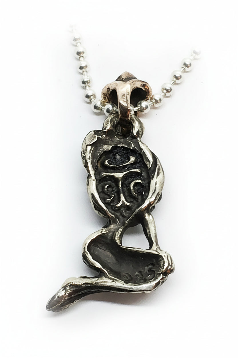 Horny Girl Silver Bronze Pendant