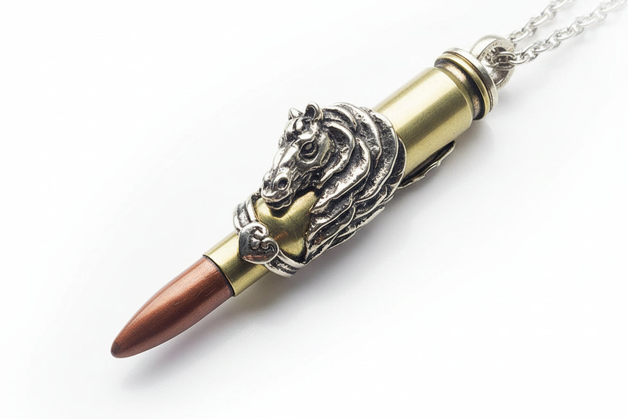 Horse Year Zodiac Love Bullet Silver Pendant
