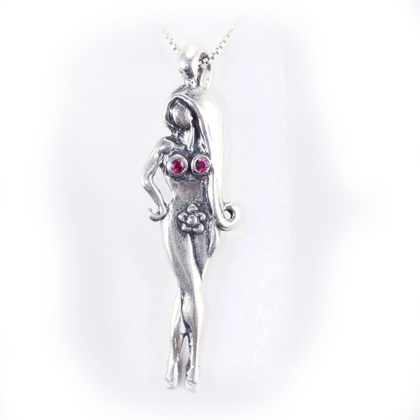 Lady Model with CZ Stone Brest Silver Pendant