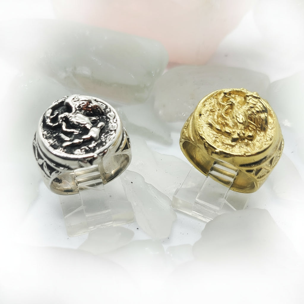 Mexico Golden Eagle Sterling Silver Ring